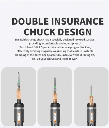 Worx WX242 Elektroschrauber-Set, intelligenter Akku-Bohrschrauber, Schraubendreher, USB-Ladegriff, 30-teiliges Set, Elektroschrauber