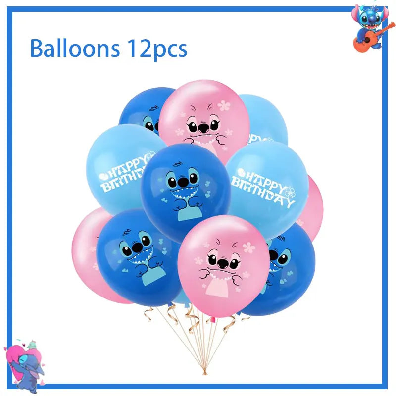 Disney Stich Geburtstag Party Dekorationen Blau Thema Geschirr Tischdecke Banner Hängende Spirale Für Kinder Event Liefert