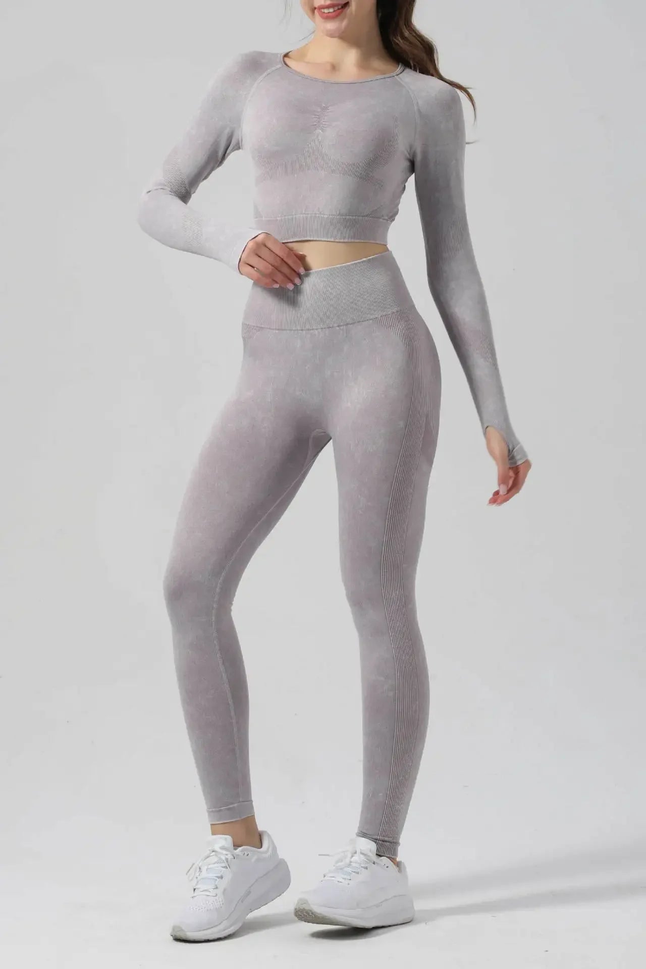 High Waist Yoga Pants Sand Washed Seamless Peach Butt Fitness Sportswear Tight Long Trousers for Women Autumn Season.