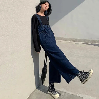 Jumpsuits Women High Waist Loose Denim Fall New BF Harajuku Straight Wide Leg Slim Trousers All-match Korean Style Trendy Chic.