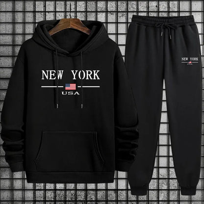 Men's Sportswear Sweatshirt + Pants 2piece Set Autumn Winter Daily Casual Sporty Jogging Suit Male Urban Fashion Hoodie Outfits.