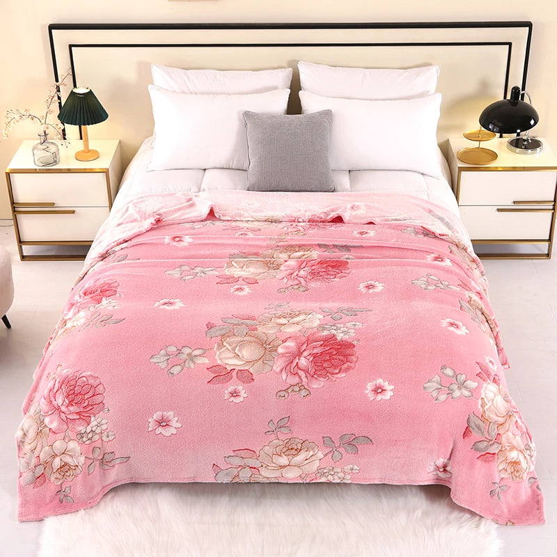 Bonenjoy 1pc Blanket Floral Style Bedspread Fleece Blanket Plaid Travel Shawl Sofa Nap Blankets Home Bedsheet manta.