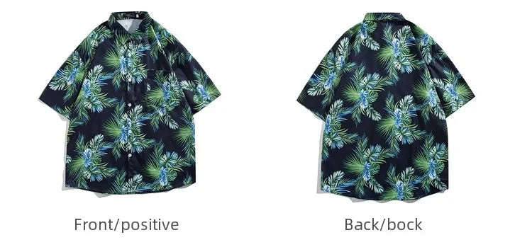 Shopee Popular Men's Loose-fit Hawaiian Vacation Beach Shirt Shorts Set Summer Casual Comfortable Clothing.