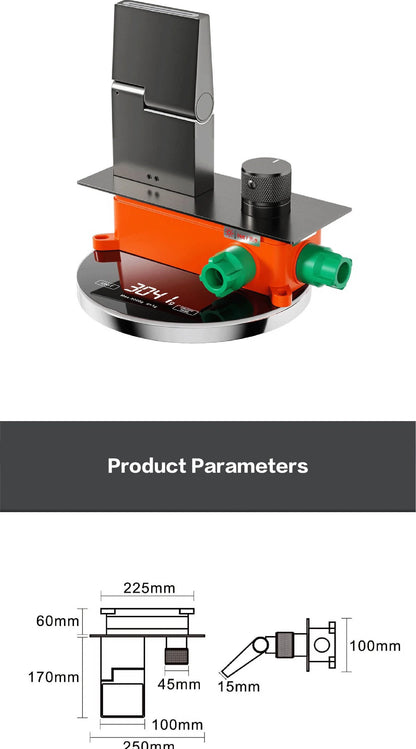 Luxury gun gray brass wall mounted bathroom faucet with LED digital display Single handle hot & cold water embedded bathroom Tap