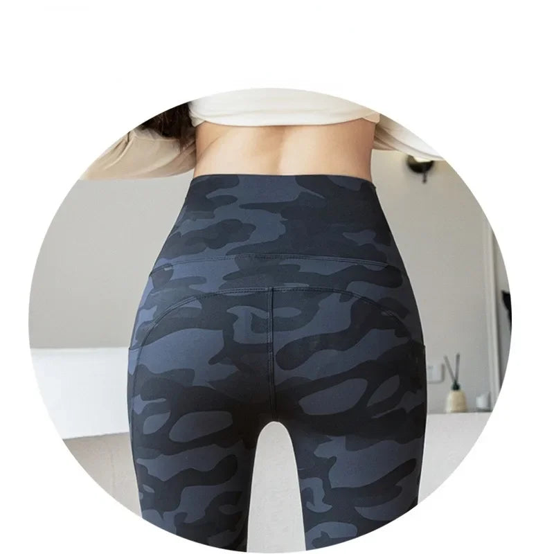Women Camo Shark Pants High Waist Pocket Leggings Big Size Stretchy Casual Pants Fashion Skinny Yoga Fitness Pants.