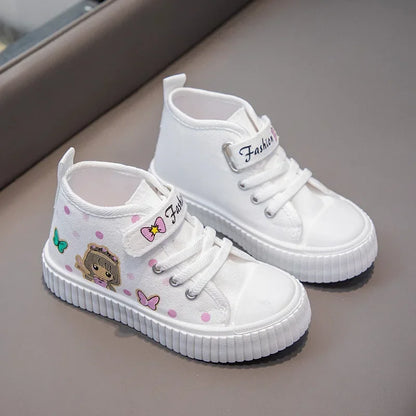 Children High top Canvas Sports Shoes Girls Lightweight Running Board Shoes New Kids Soft Bottom Non Slip Breathable Sneakers.