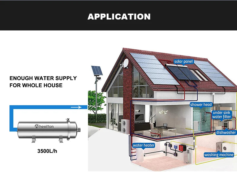 Wheelton PVDF UF 3500L/H Water Purifier Whole House Ultrafiltration Filter 0.01um Filtration SUS304 Drinkable Water.