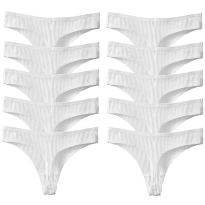 TrowBridge 10PCS/Set Women's Panties Cotton Striped Underwear Sexy Sports Thongs Lingerie Soft Comfortable G-Strings Hot T-Backs