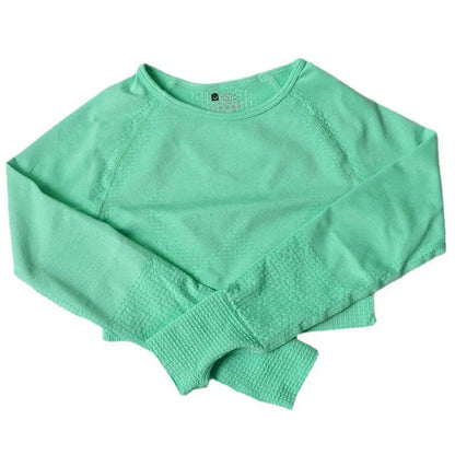 Seamless Yoga Suit Women's Long Sleeve Jacquard Sports High-Waisted Tightening Leggings Fitness Top Origin China