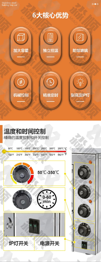Pizzaofen aus Edelstahl, Ofen mit fester Temperatur und Timing