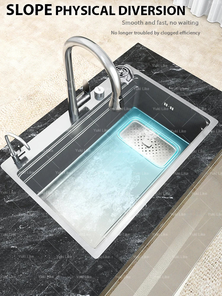 304 Stainless Steel Kitchen Sink Silver Large Single Slot  Multifunction Dishwashing Basin wash vegetables For Kitchen