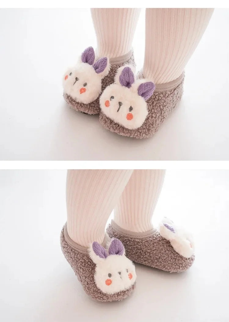 Autumn Winter Baby Slippers Toddler Plush Floor Sock Shoes Children Soft Sole Walking Shoes Indoor Home Anti-slip Kids Shoes