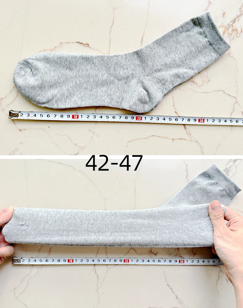 HSS 5/10 Pairs Men's Cotton Blend Socks Black Business Men Socks Soft Breathable Summer Winter for Male Socks Plus Size (6.5-14).