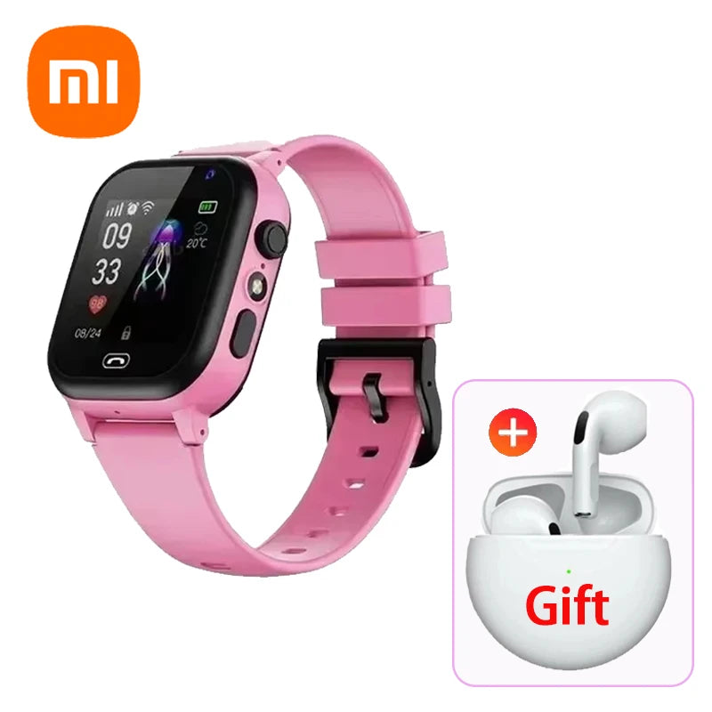 Xiaomi Kids 5G Smart Watch SOS GPS Location Video Call Sim Card Child Camera Waterproof Upgrade 2025For Boys Girls Add Earphone