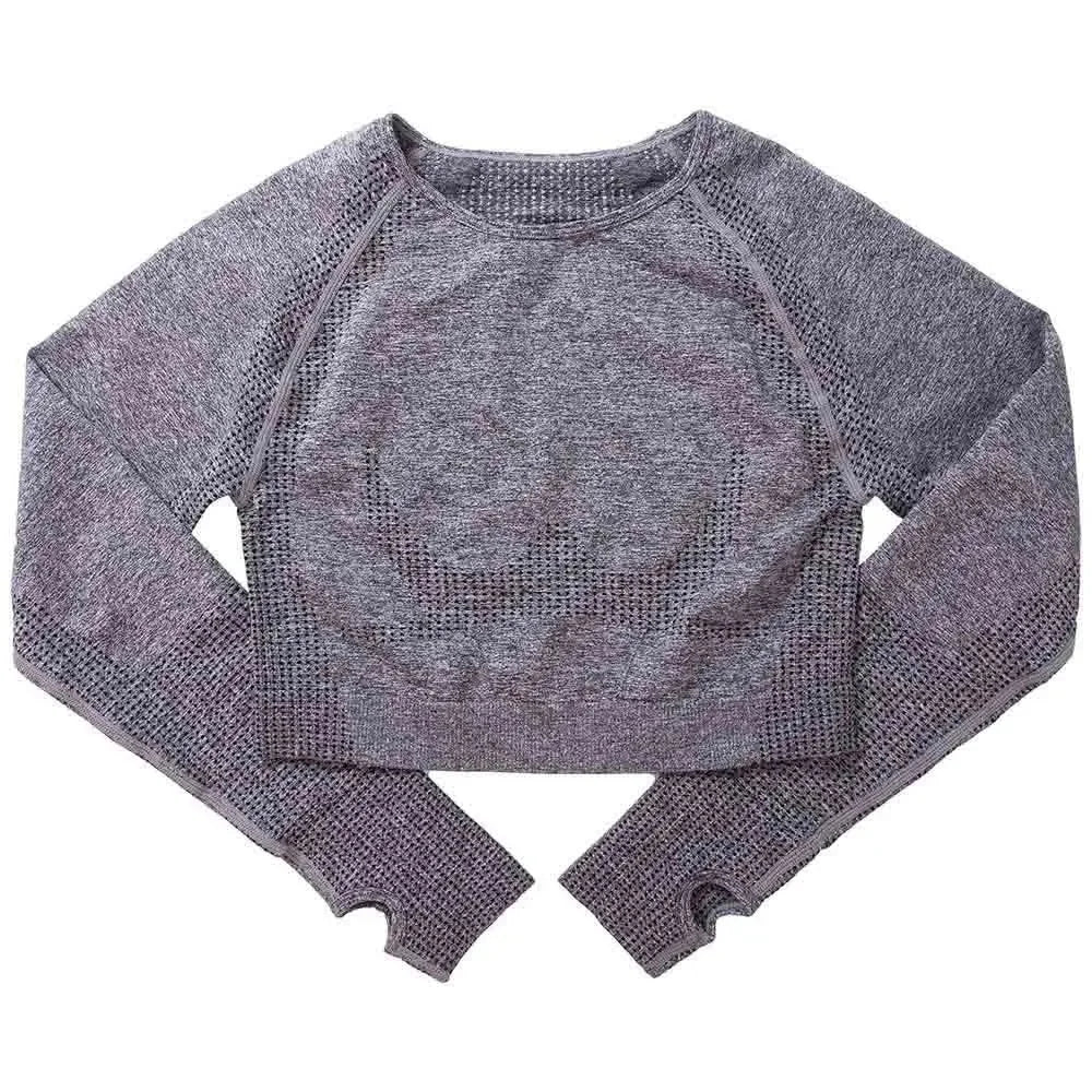 Seamless Yoga Suit Women's Long Sleeve Jacquard Sports High-Waisted Tightening Leggings Fitness Top Origin China.