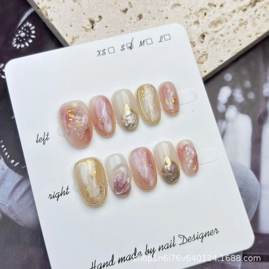 10Pcs Blurred Oval Handmade Press on Nails Simple Fake Nails Wearable Stick-on Nails False Nail 네일팁 Накладные Ногти Faux Ongle.