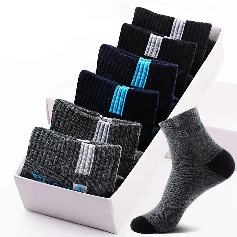 10/5/3pairs Breathable Con Sports Stockings Men Bamboo Fiber Autumn and Winter Men Socks Sweat Absorption Deodorant Business Sox.