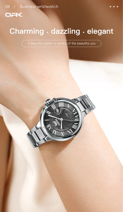 OPK 6039 Women Watch Roman Scale Stainless steel Waterproof Quartz Watch for Women.