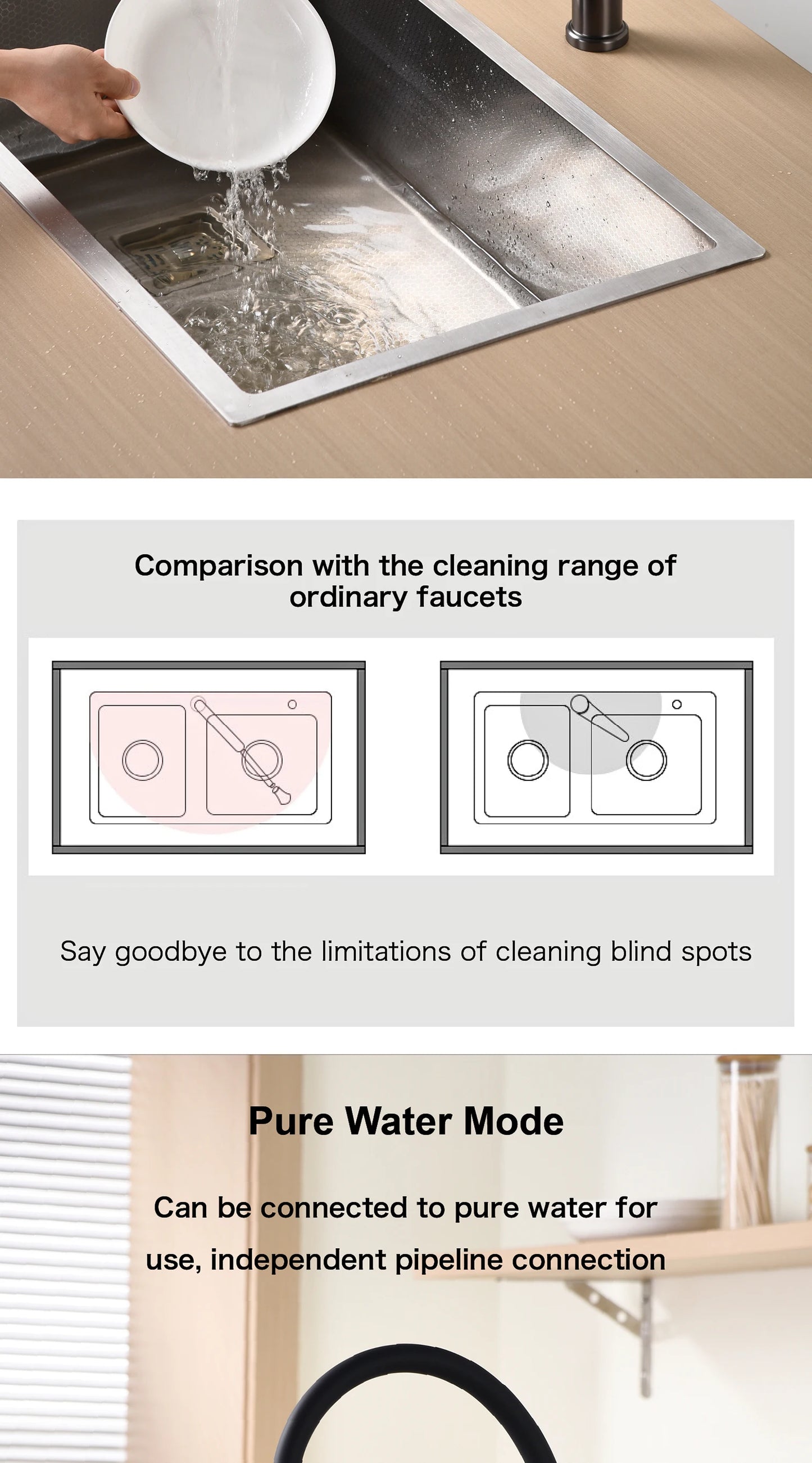 Modern chrome brass pull-out hot and cold water single hole kitchen faucet luxury 2 function drinking water mode sink faucet