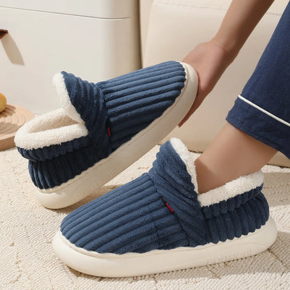 Bebealy New Winter Men Slippers Warm Cotton Shoes Men Indoor Fluffy Fuzzy Men Boots Outdoor Nonslip House Ankle Boots Shoes Men.