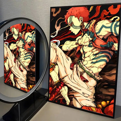 Japanese Anime Akaza D-Demon Slayer Poster High Quality Dorm Living Room Aesthetic Wall Decoration Painting Stickers Gift.