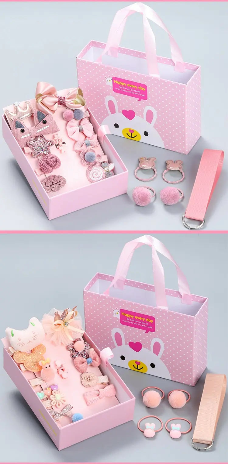 18 Pieces Baby Hair Accessories Princess Headdress Girls Headband Children Barrettes Headband Gift Set Box.