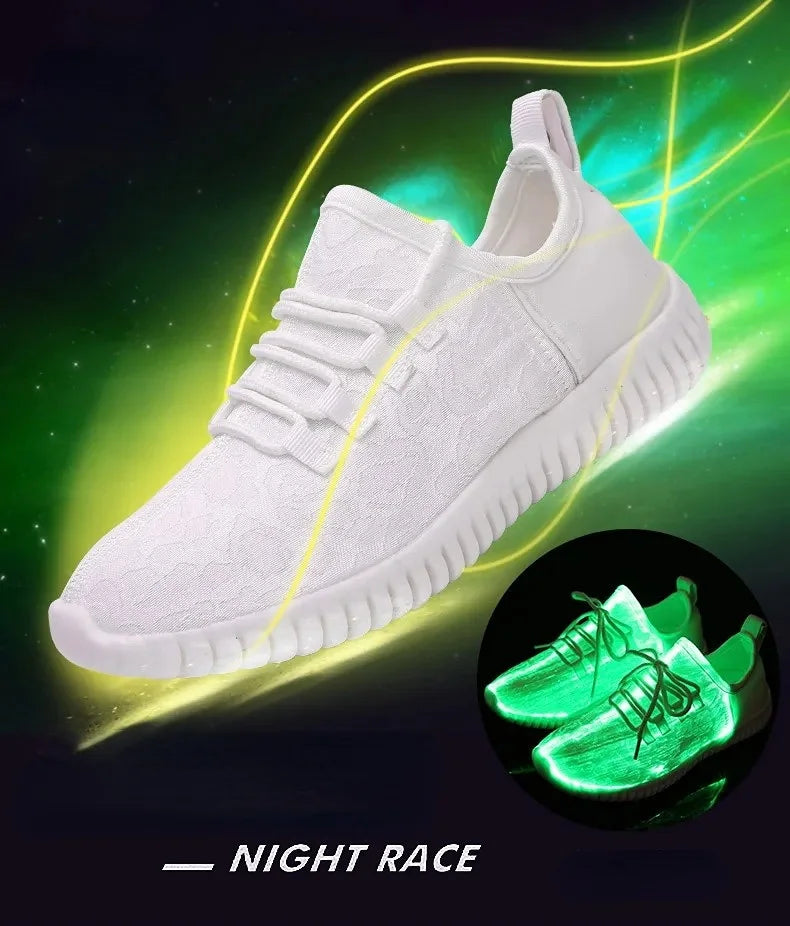7ipupas LED Shoes for Boys Girls Women and Men Fiber Optic Shoes and Elastic Sole USB Rechargeable Lightweight Sneakers.