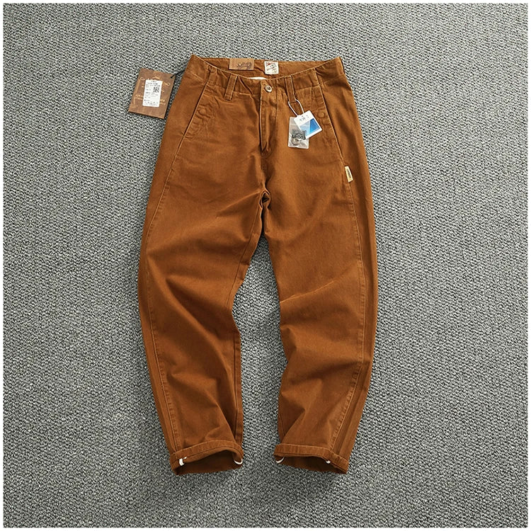 Spring And Autumn New American Retro 100% Cotton Multi-pocketed Washed Old Straight Casual Pants Loose Fashion Cargo Trousers.