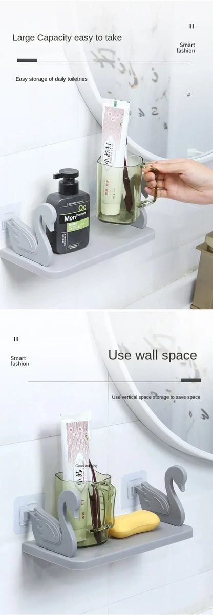 1/2/4PCS Langlebige Schwan Wand Regal Kein Bohren Montiert Küche Bad Organizer Handtuch Rack Platzsparende bad Zubehör