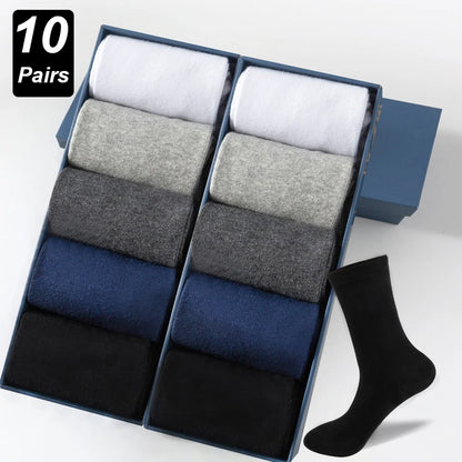 10Pairs/Lot Men Combed Cotton Socks Black Casual Business Breathable High Quality Man Sock New For Male Plus Size EU38-48.