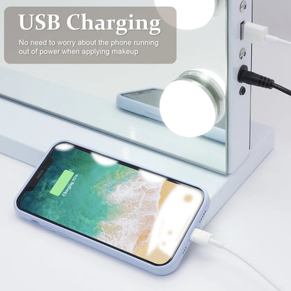 FENCHILIN Vanity Mirror with Lights Hollywood Lighted Makeup Mirror with 15 Dimmable LED Bulbs for Dressing Room Tabletop.