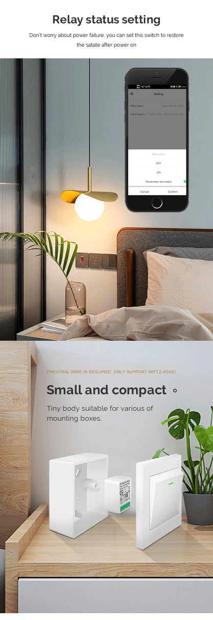 Tuya DIY Breaker Wifi Smart Light Switch Modul 10A 100-240V Zwei-Wege App Fernbedienung Arbeit mit Alexa Google Home 1/2/3/4Gang.