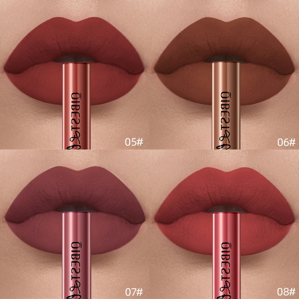 QIBEST Sexy Red Matte Lip Gloss Long Lasting Velvet Liquid Lipstick Lip Makeup Women Beauty Nonstick Cup Waterproof Lipgloss Hot.