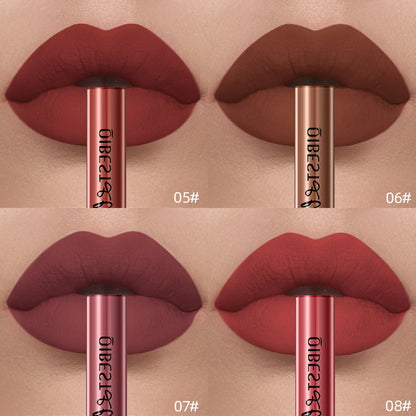 QIBEST Sexy Red Matte Lip Gloss Long Lasting Velvet Liquid Lipstick Lip Makeup Women Beauty Nonstick Cup Waterproof Lipgloss Hot.
