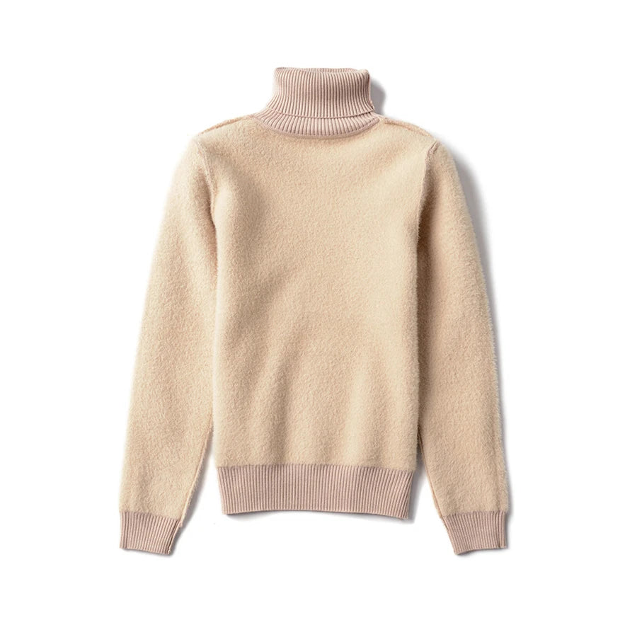 Pullover Für Frauen Winter Verdicken Rollkragen Schlank Stricken Pullover Neue Warme Plüsch Samt Gefüttert Strickwaren Jumper Tops Casual Poleras.