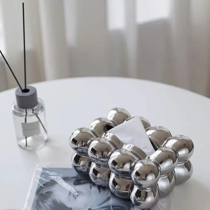 Geometry Tissue Box Cover Decorative Facial Tissue Holder Case Container for Bedroom Tissue Box Covers Rectangular Ceramic