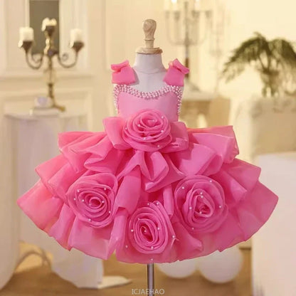 2025 Prinzessinnenkleid zum ersten Geburtstag für Mädchen, neue Hochzeit, Blumenmädchen, Klavieraufführung, Host-Kleid, Party-Kleidung, Outfits, passendes Bankett.