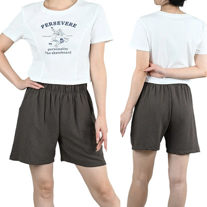 Summer Women Wide-leg Shorts Lady Elastic High Waist Loose Casual Hot Pants Female Large Size Beach Shorts Girls Cargo Trousers.