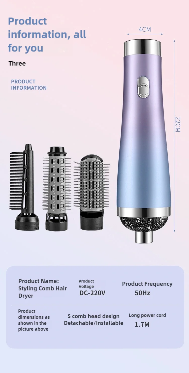 Tinsol hair dryer comb professional curling iron 3 in 1 hot air comb curling straightener roller hair dryer hair dryer brush