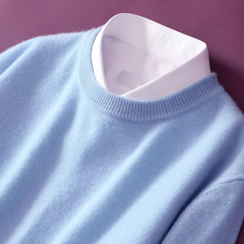 Autumn Winter Men Cashmere Sweater O-neck Soft Warm Pullovers Male Loose Knitted Shirt Korean men's winter blouse