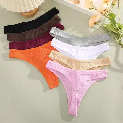 3Pcs/Set Seamless Thong Cotton Women Thin Strap Low Waist High Flexibility Panty Sexy Underwear Ladies Briefs T-back Soft Women.