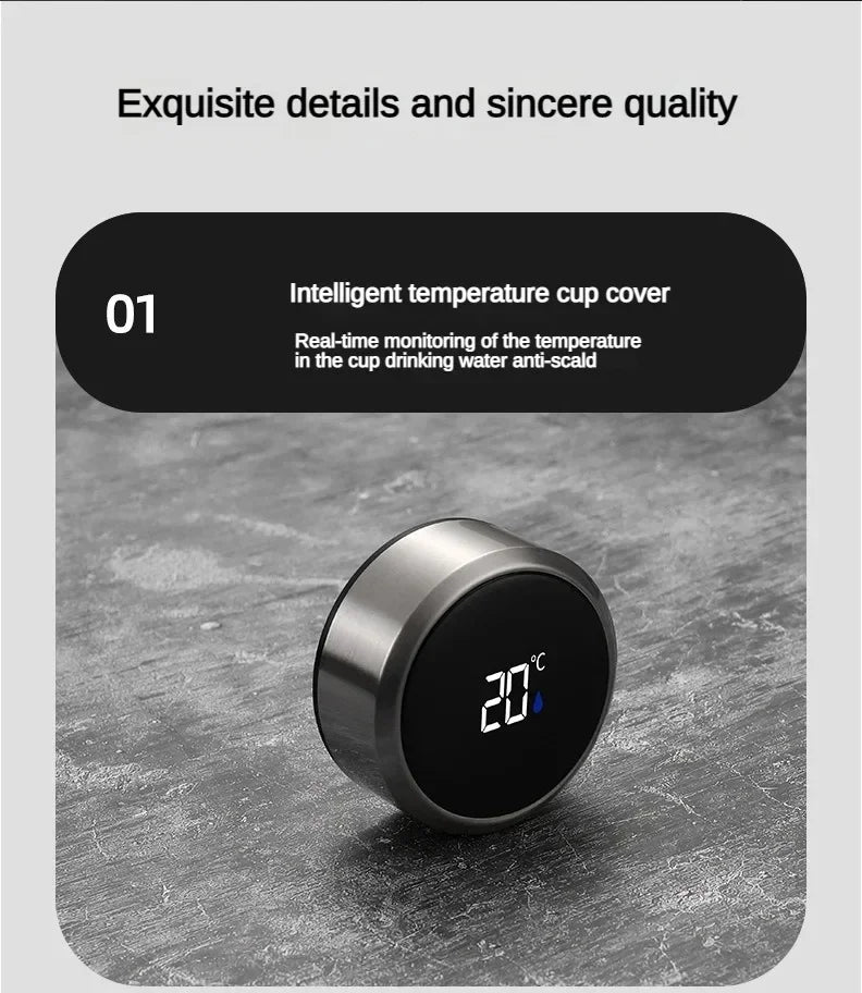 800ML-1L Stainless Steel Thermos Bottle 304 Tea Bottle Car Vacuum Bottle with LED Temperature Display Portable Drinking Cup.