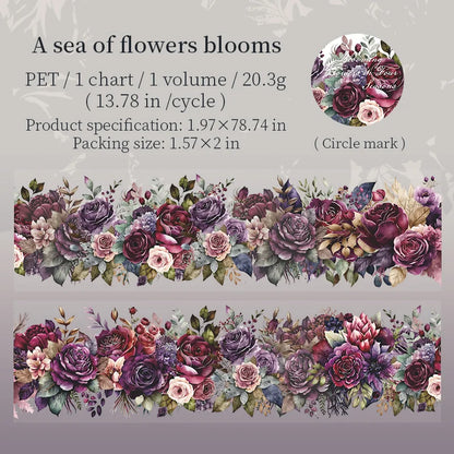 50mm*2m PET Natural Plant Flowers tape Sticker Decorative collage Adhesive Diy Scrapbooking hand made Masking tape