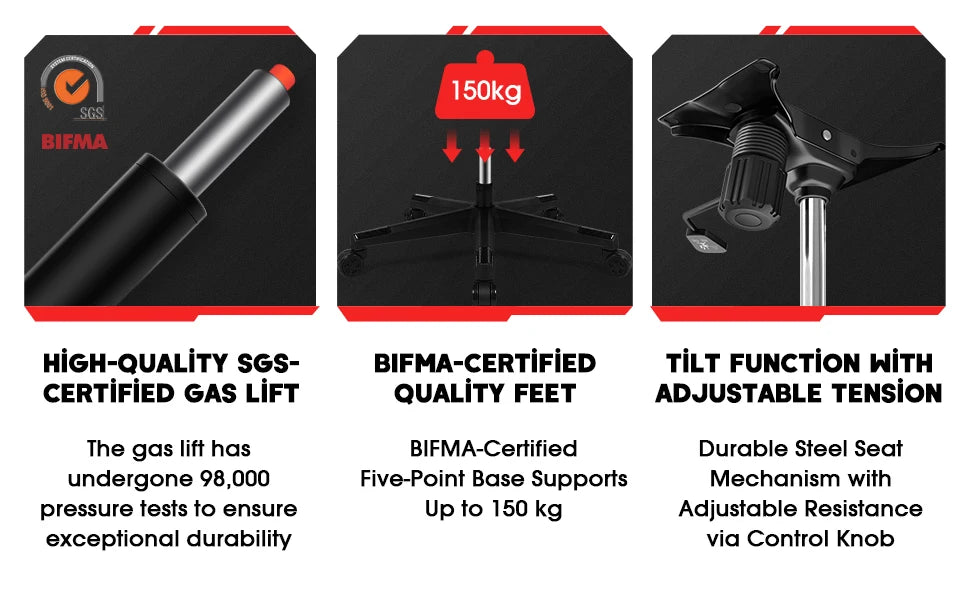 AUTHMIC Ergonomischer Gaming-Stuhl mit verstellbaren Armlehnen, verstellbarer Rückenlehne, PU-Ledersitz für den Rennspielaufbau im Home Office