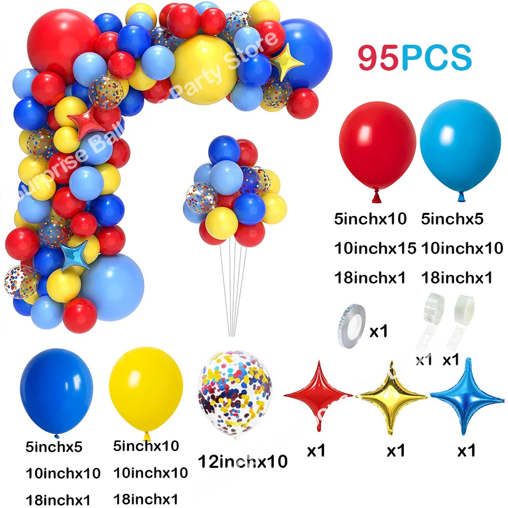 Karneval Zirkus Ballon Girlande Kit Rot Blau Gelb Regenbogen Konfetti Ballon Bogen Stern Folienballon Geburtstag Karneval Party Dekor.