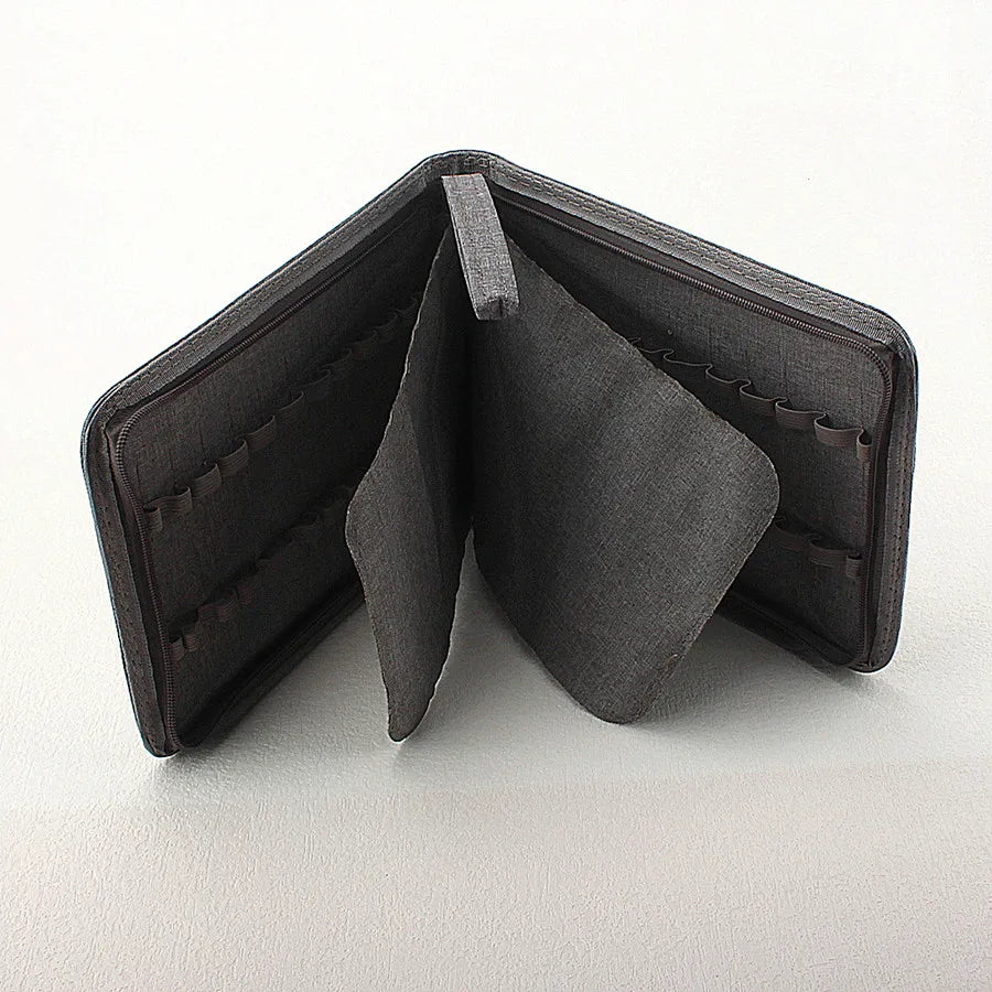 10/24/48 Slots Fountain Pen Case Pencil Case Pouch Bag Canvas Case Black, Gray.