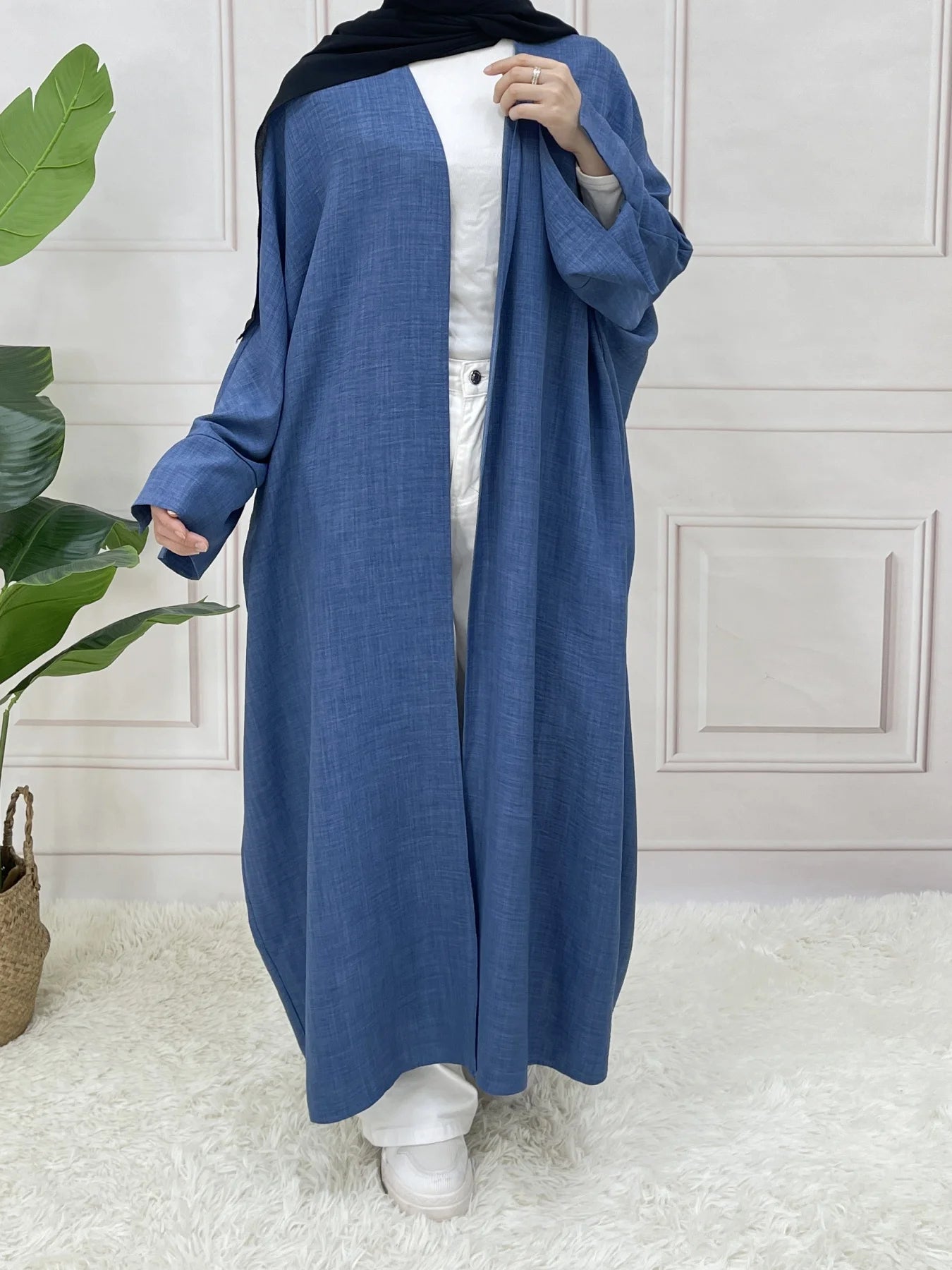 Split Sleeve Open Abaya Kimono Comfort Minimalist Muslim Outfit Islamic Clothing Modest Fashion Without Slip Dress.