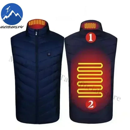 21 Zone Heating Vest Mens USB Infrared Thermal Jacket Smart Heated Clothes New Winter Cold-proof Thick Sleeveless Coat Hiking
