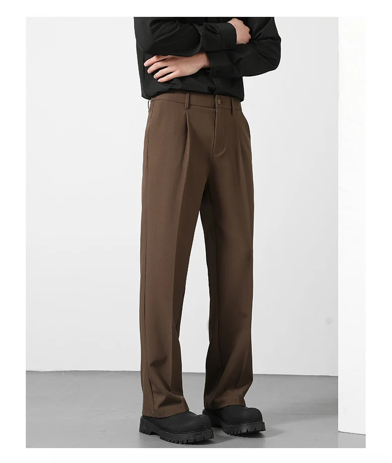 OUSSYU Brand Autumn Casual Pants Men Business Elastic Waist Korean Style Black Brown Grey Khaki Trousers Male Plus Size S-4XL.