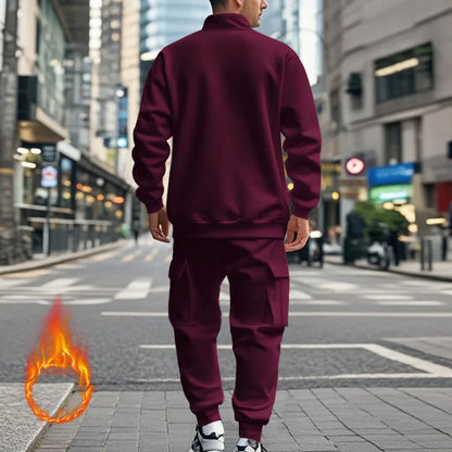 2024 Herbst und Winter Herren-Sporthosen-Set aus lässigem Samt mit warmem Reißverschluss